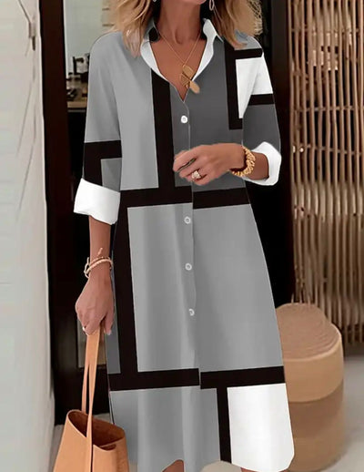 Margaritte | Geometric Print Shirt Dress